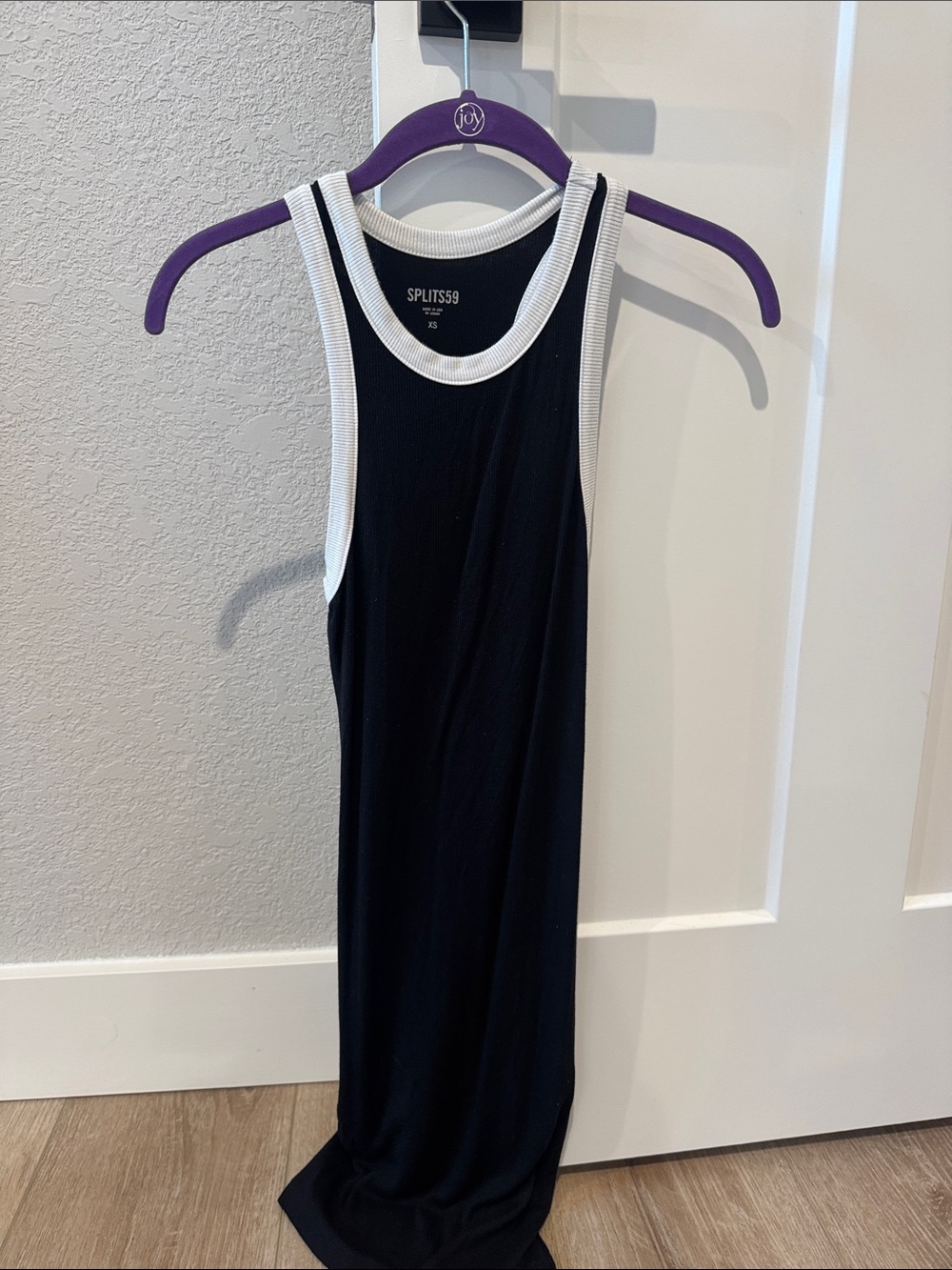Splits59 Black Dress with White Contrast Trim